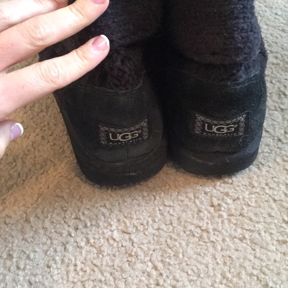 Black Knit Ugg Boots - Picture 3 of 4